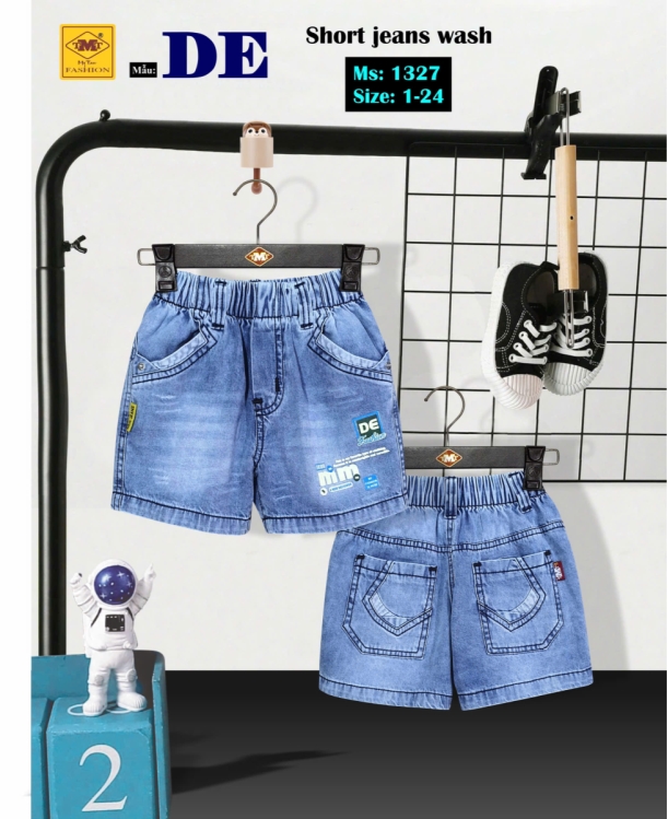QUẦN SHORT JEANS WASH - DE